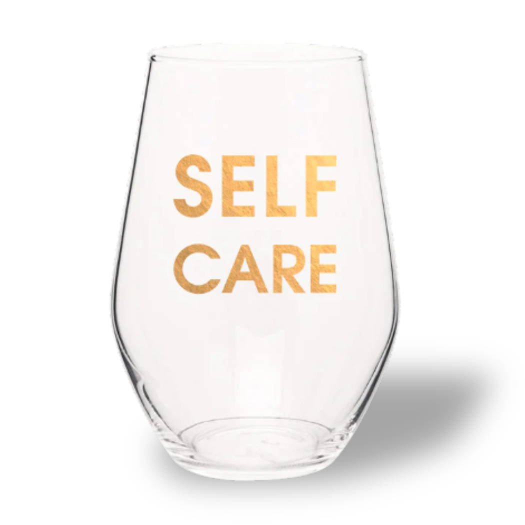 Self Care - Gold Foil Stemless Wine Glass