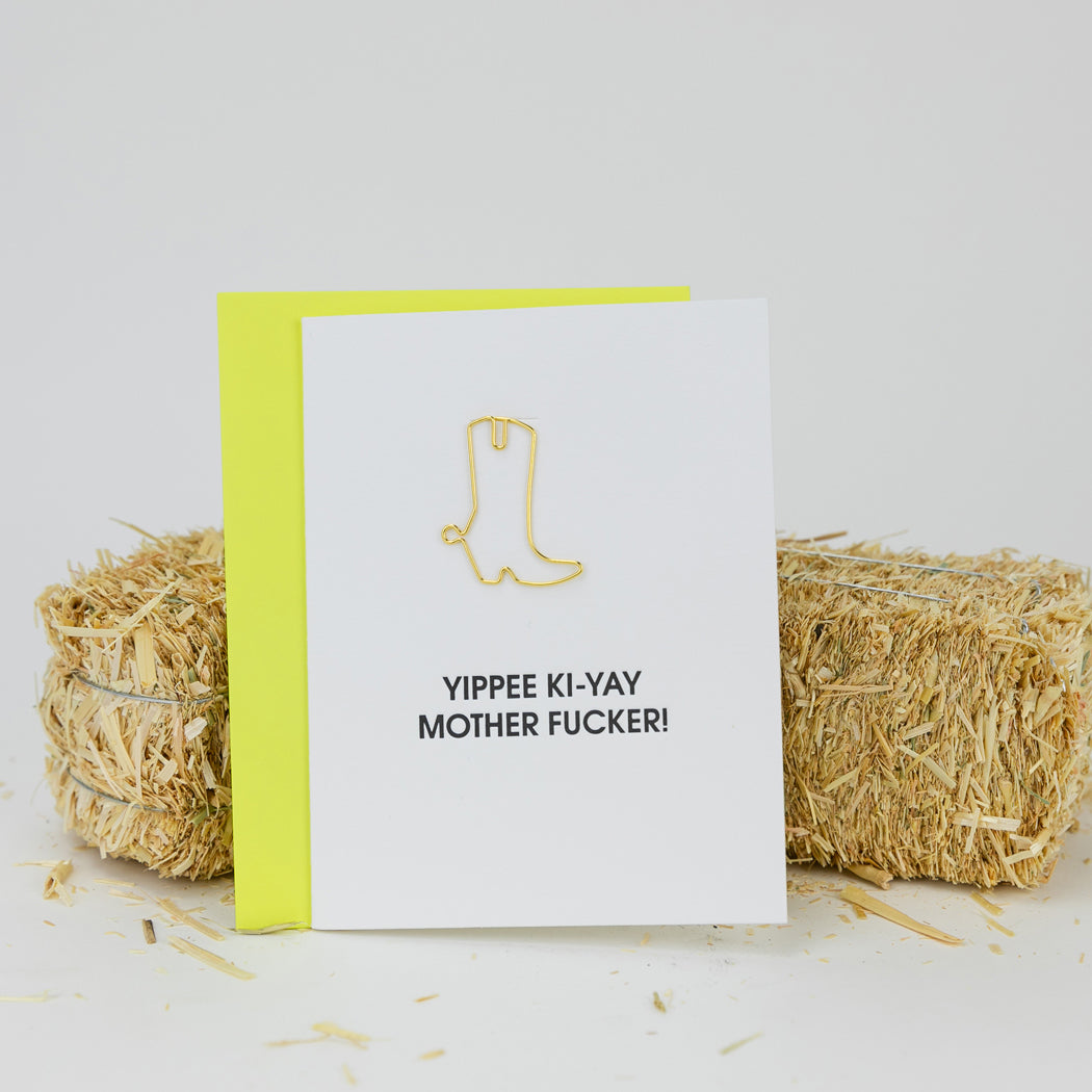 Yippee Ki-Yay Mother Fucker- Paper Clip Letterpress Card