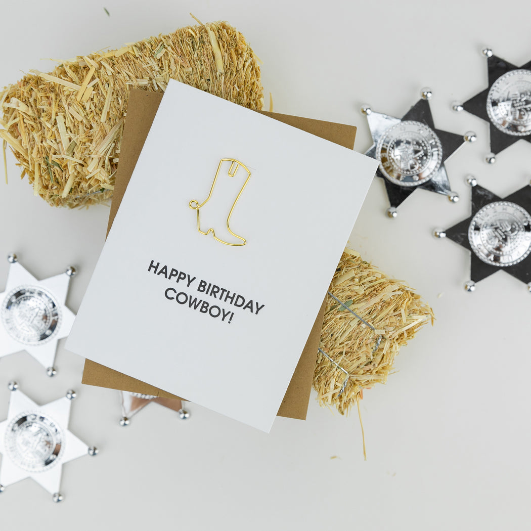 Happy Birthday, Cowboy - Paper Clip Letterpress Card