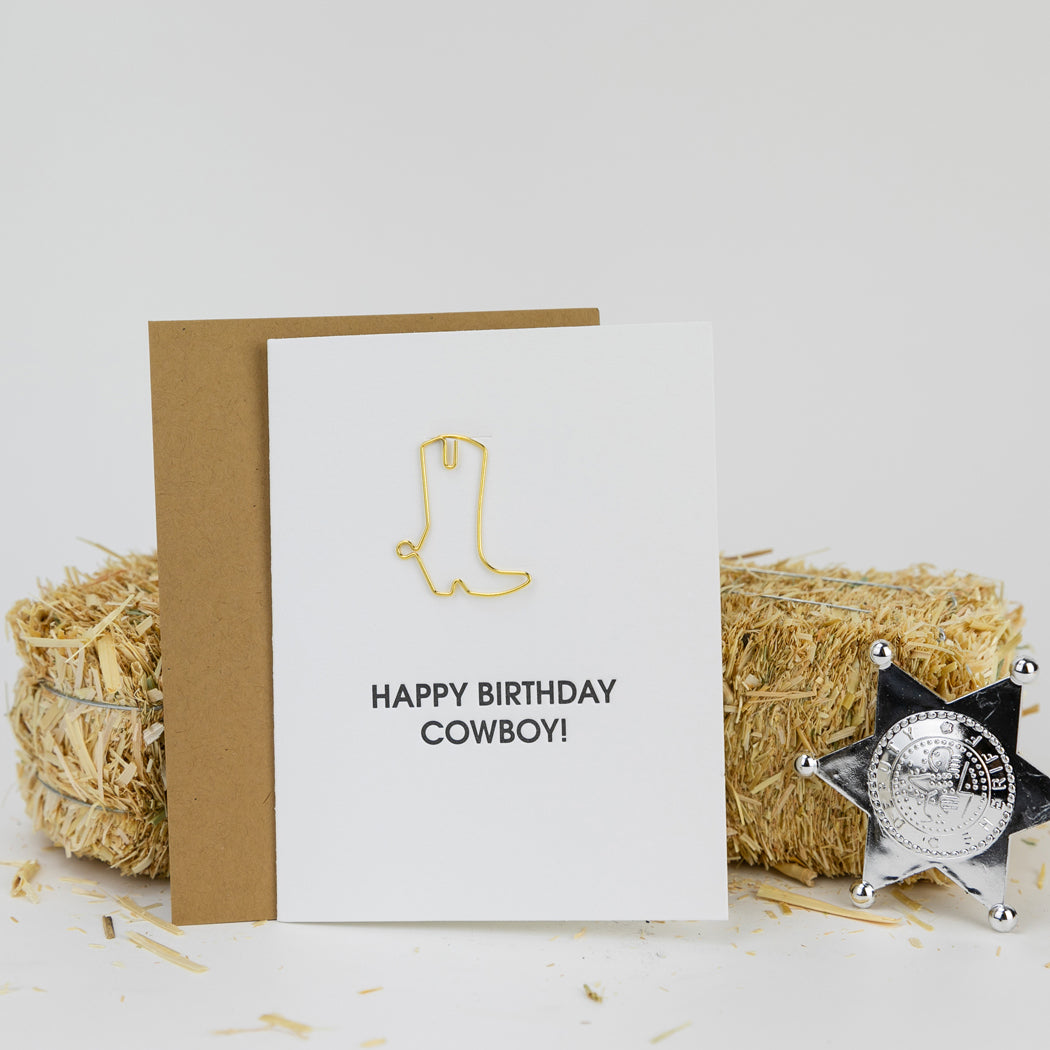 Happy Birthday, Cowboy - Paper Clip Letterpress Card