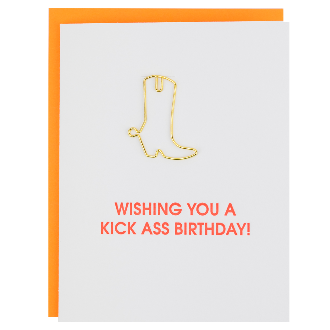 Wishing You A Kick Ass Birthday - Paper Clip Letterpress Card