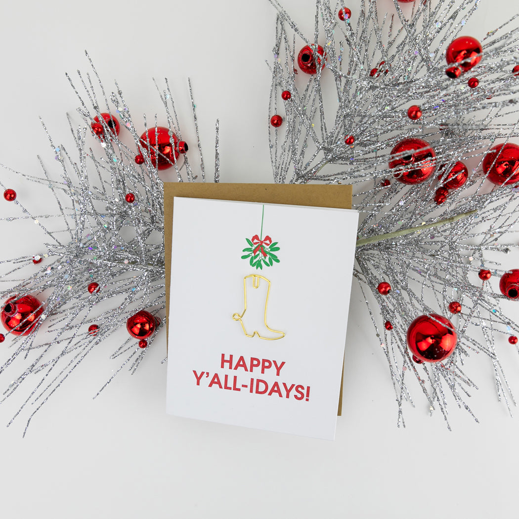 Happy Y'all-idays - Paper Clip Letterpress Card