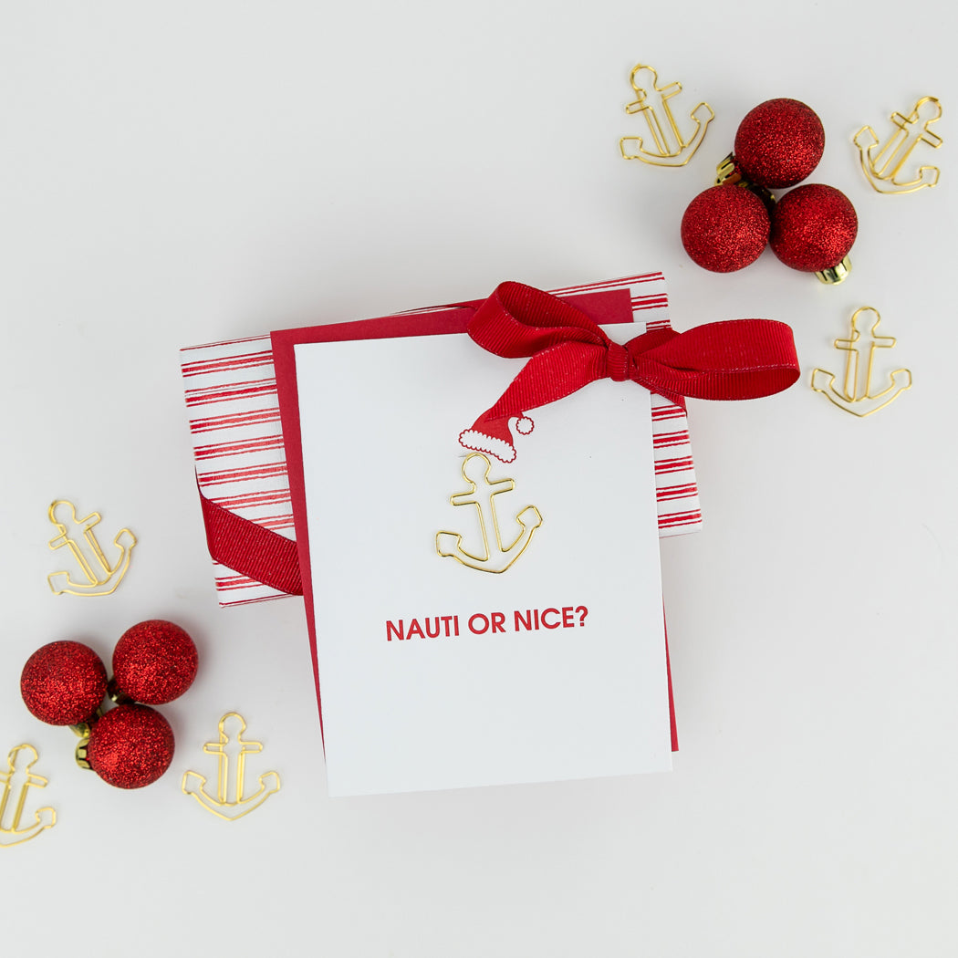 Nauti or Nice Holiday - Paper Clip Letterpress Card
