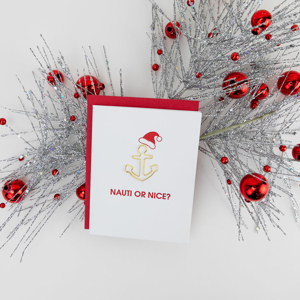 Nauti or Nice Holiday - Paper Clip Letterpress Card