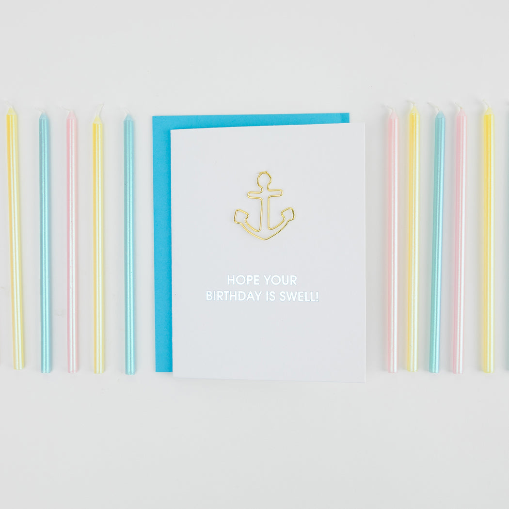 Hope Your Birthday is Swell - Paper Clip Letterpress Card