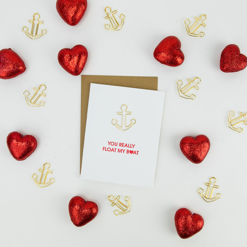 You Really Float My Boat - Paper Clip Letterpress Card