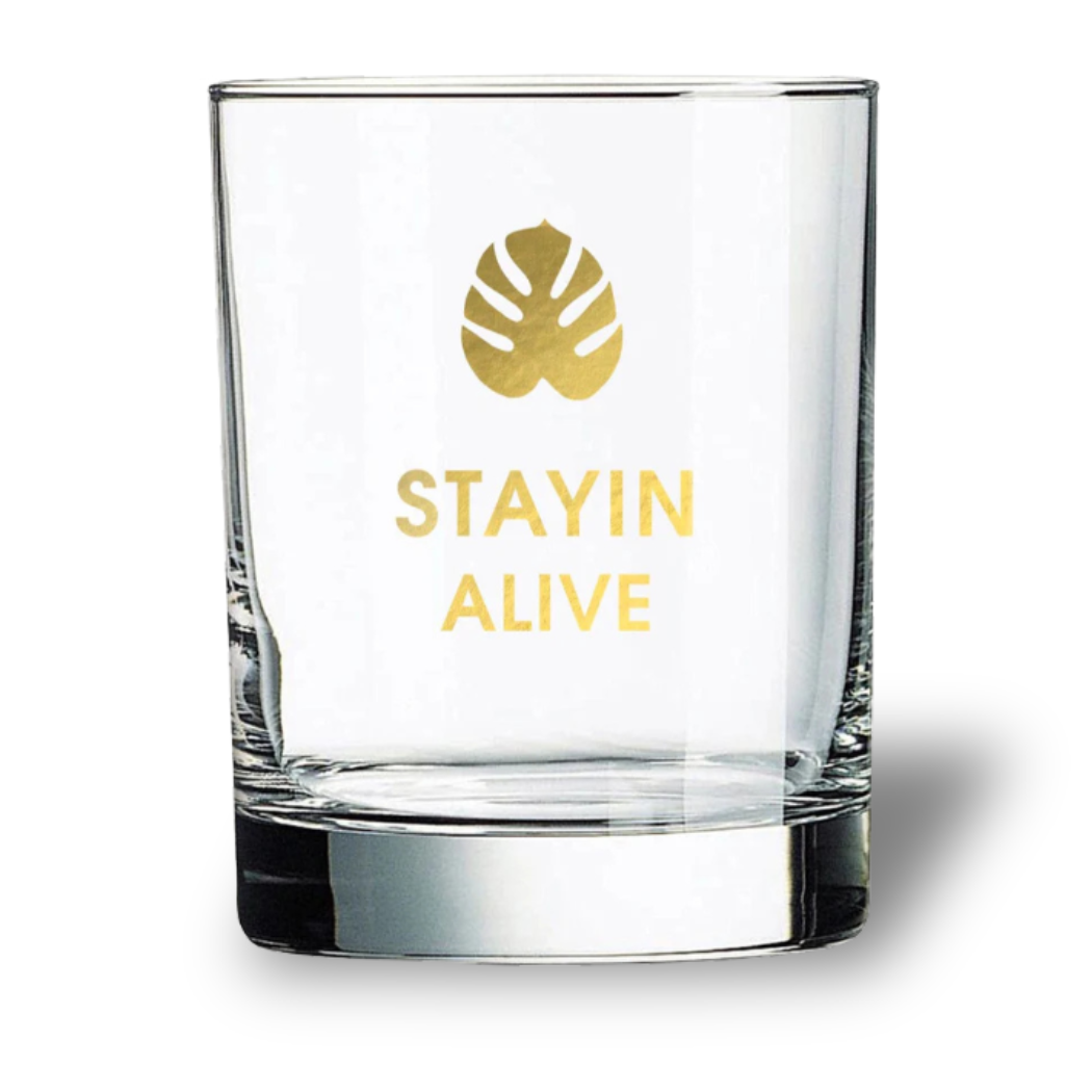 Stayin Alive - Monstera Leaf Rocks Glass