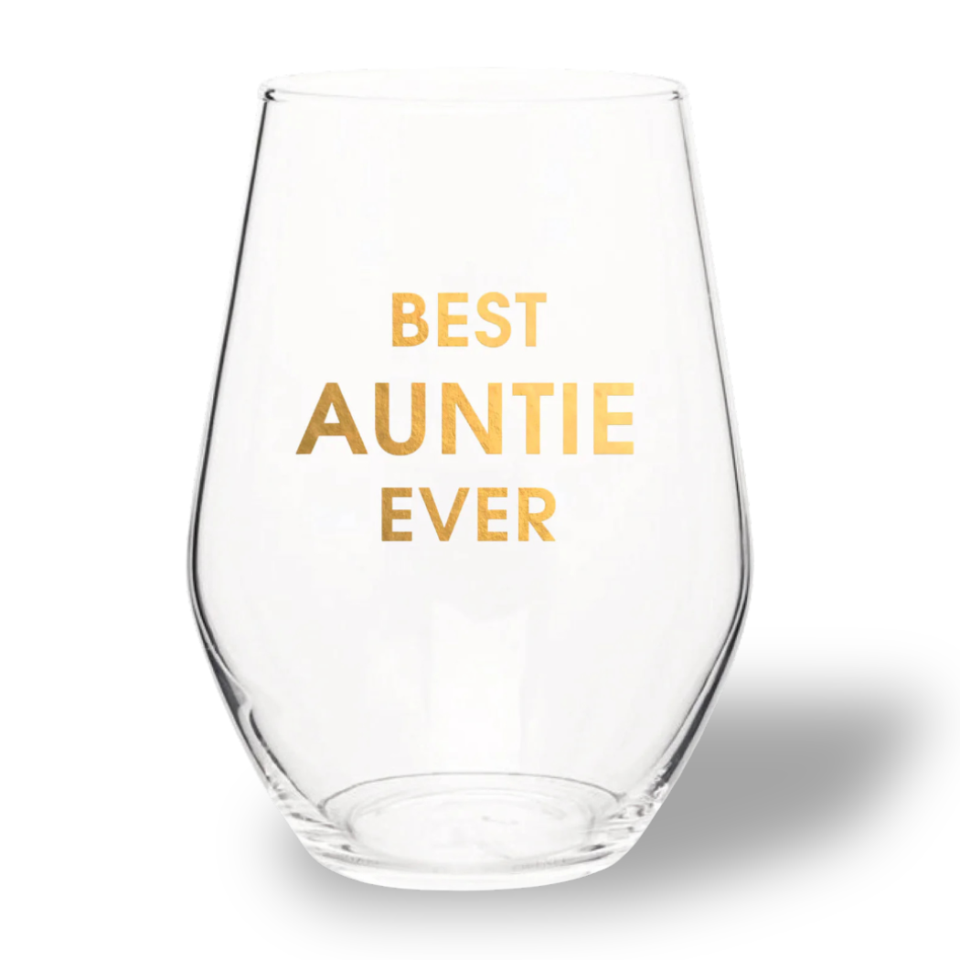 Best Auntie Ever - Gold Foil Stemless Wine Glass