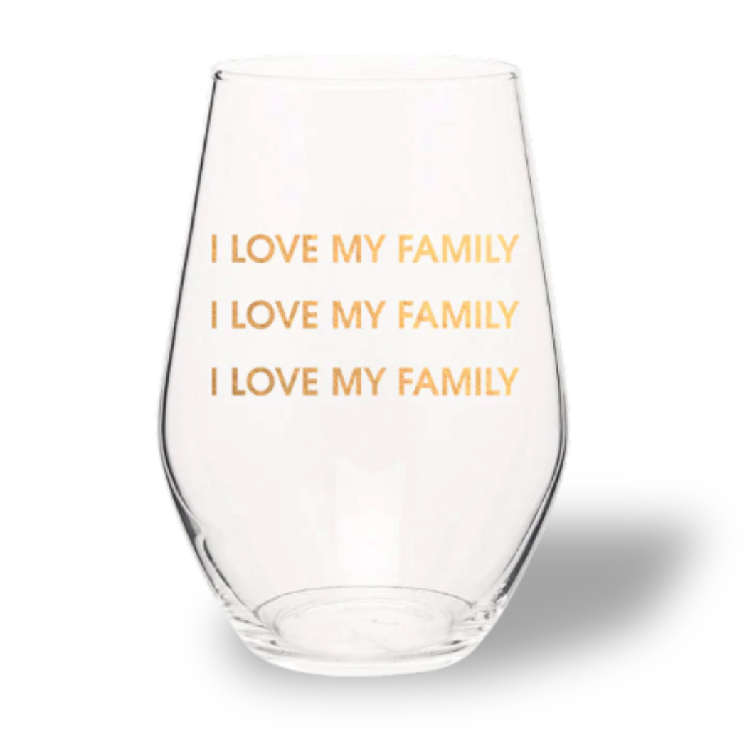 I Love My Family I Love My Family - Gold Foil Stemless Wine Glass