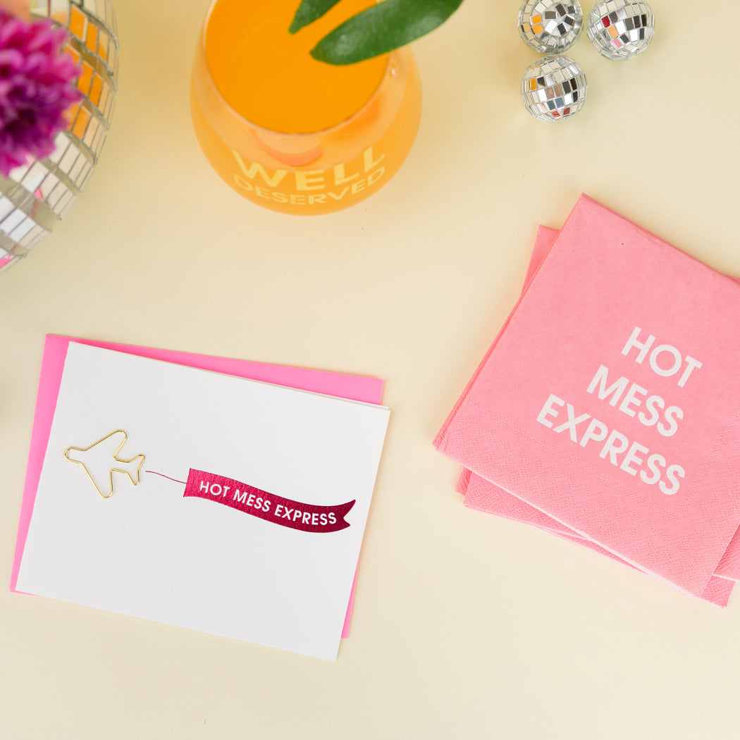 Hot Mess Express Airplane - Paper Clip Letterpress Card