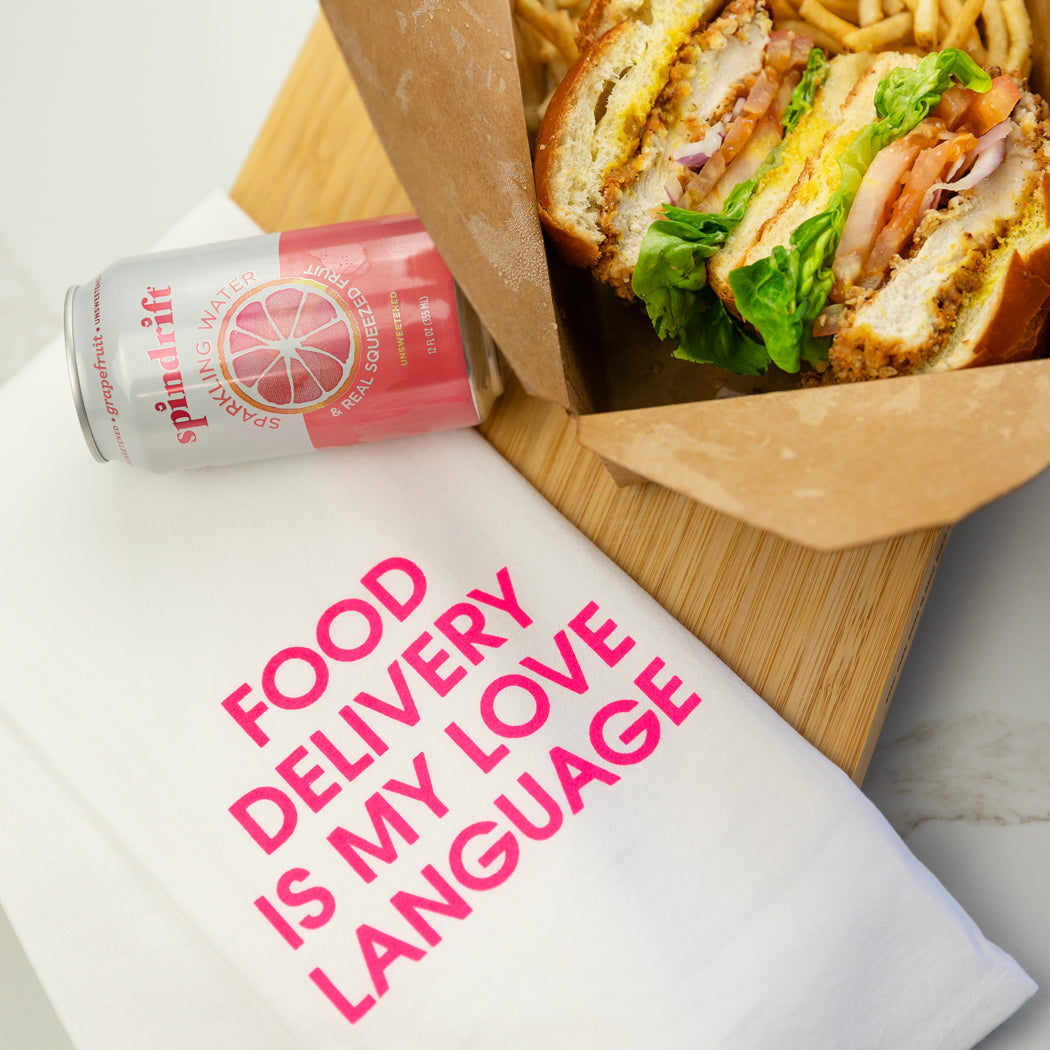 Chez Gagné - Food Delivery Is My Love Language - Tea Towel