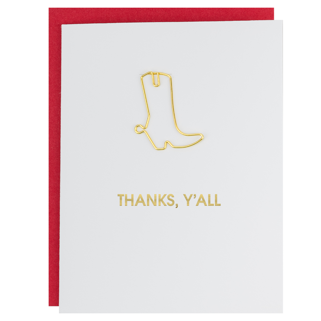 Thanks, Y'all - Paper Clip Letterpress Card
