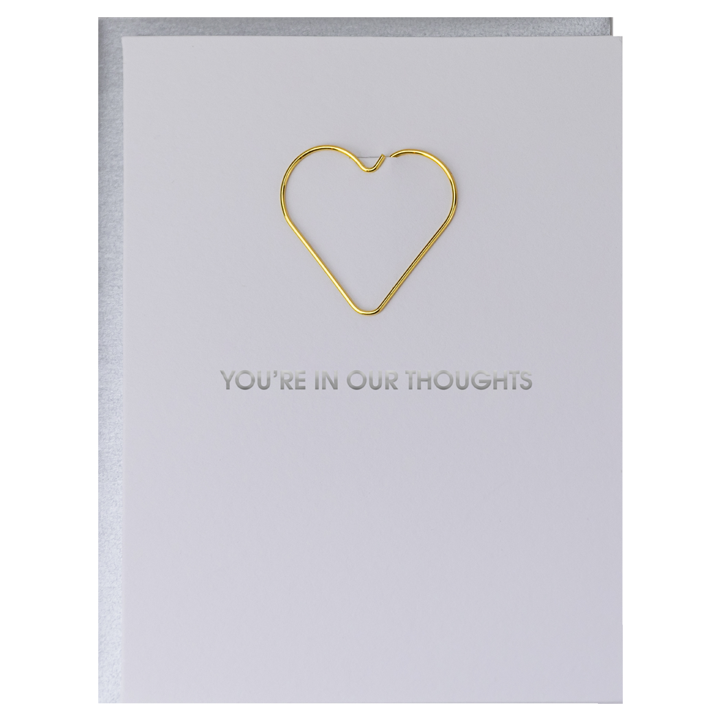 You're In Our Thoughts - Paper Clip Letterpress Card